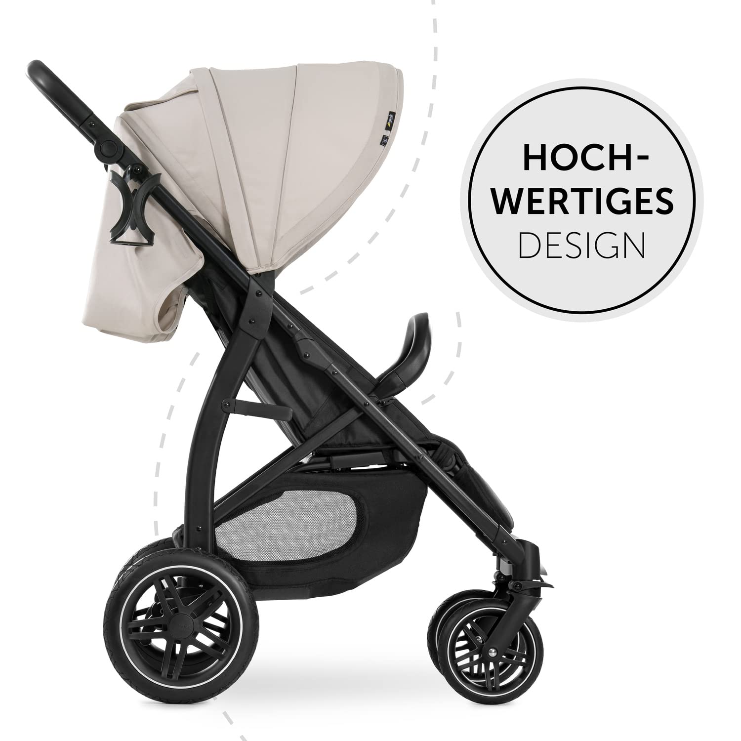 hauck Rapid 4D, Beige - Kinderwagen mit Pannensicheren Gummiräder - ab Geburt bis 22 kg - mit Liegefunktion, UPF 50+, Schnell Klappbar, Becherhalter, Höhenverstellbar