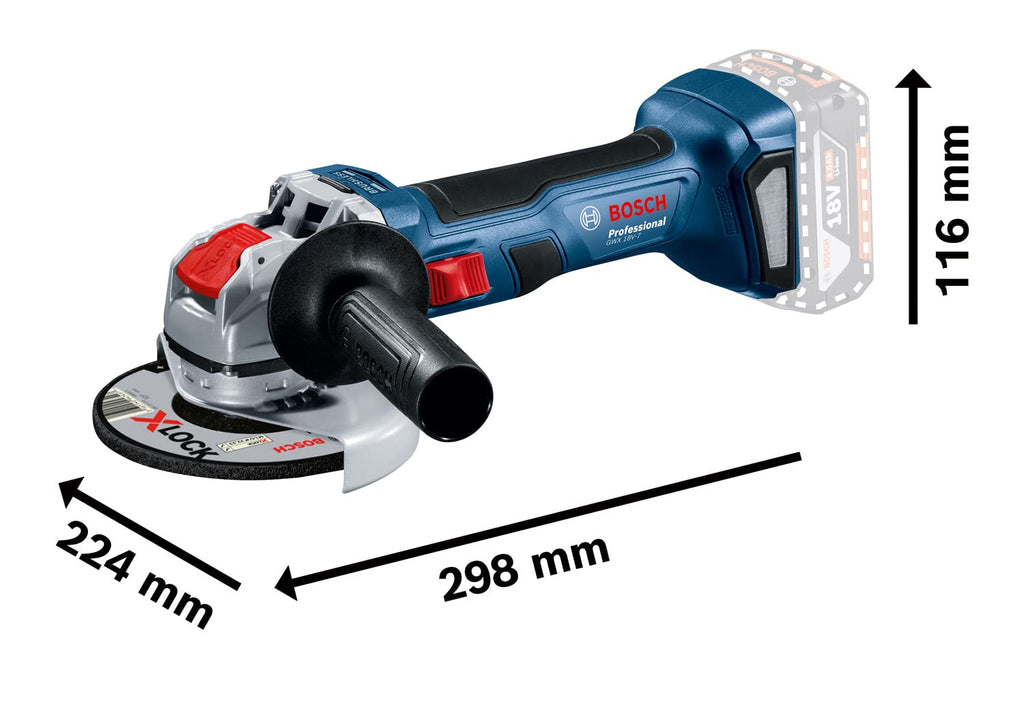 Bosch Professional 18V System Winkelschleifer GWX 18V-7 mit X-LOCK (5x Trenn/ Schleifscheiben-Set, 1x125mm Schutzvorrichtung, Handgriff, L-BOXX) - Amazon Exclusive