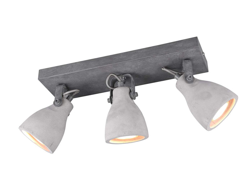 Trio Leuchten Balken Concrete 802500378, Metall, Schirm Beton, 3 x GU10, 10.0 x 35.0 x 18.0 cm