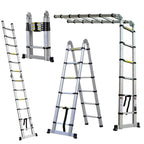 Klappbare Trittleiter, Teleskopleiter, Klappleiter, Klappleiter, aus Metall, max. Belastung 150 kg (3,8 m (1,9 m + 1,9 m)