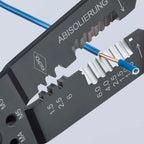 KNIPEX Crimpzange, 0,5-6,0 mm², für Kabelschuhe und Flachsteckverbinder, mit Abisolier- und Scheidfunktion,Presszange, Kabelschuhzange, 97 22 240