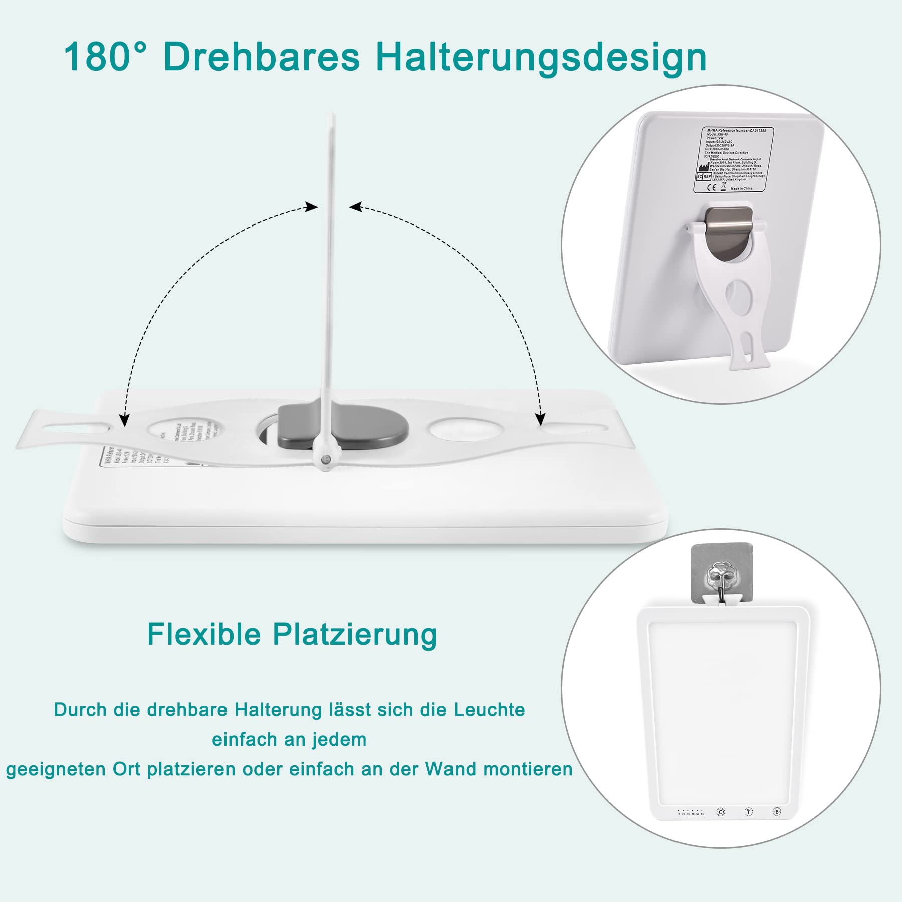 Azhien Tageslichtlampe 10000 Lux,Energy Sonnenlicht Lampe mit 3 Farbmodi,Tragbare Touch-Steuerung LED Vollspektrumlampe mit 5 Einstellbaren Helligkeiten,UV-Frei,CRI>90,Speicherfunktion&Timer