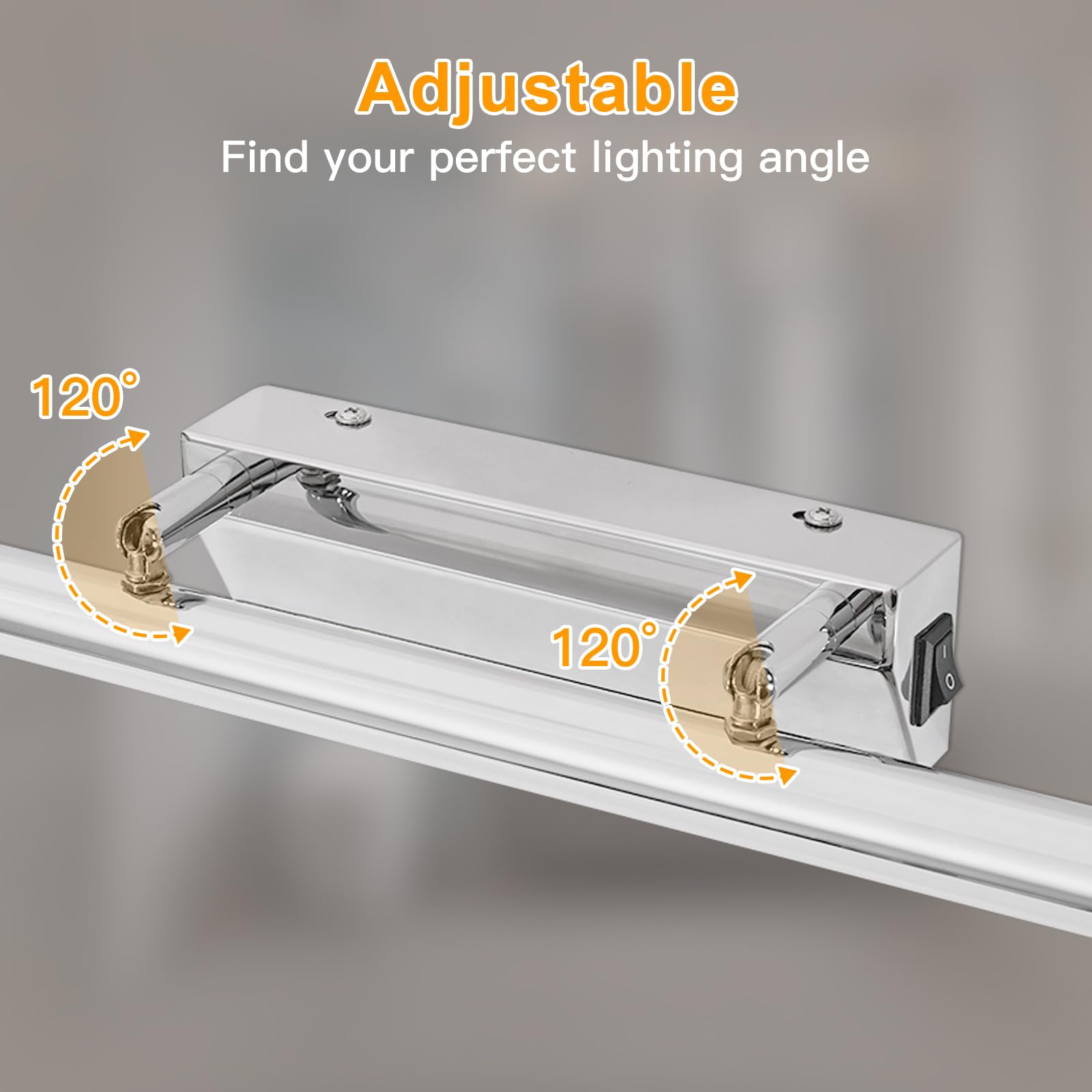 Dehobo LED Spiegelleuchte Bad 42CM 9W - Spiegellampe Badezimmer mit Schalter IP44 Wandbeleuchtung Neutralweiß 4000K 730LM für Badzimmer - Badleuchte Badspiegel Lampe Edelstahl Spiegel Schminklicht