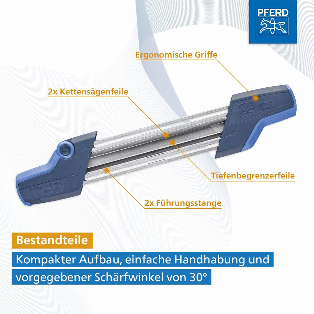 PFERD Tools Kettensägeschärfgerät Chain Sharp CS-X, Feilen-ø 4,8 mm, 11098048 - Sägezahn und Tiefenbegrenzer in einem Arbeitsgang bearbeiten