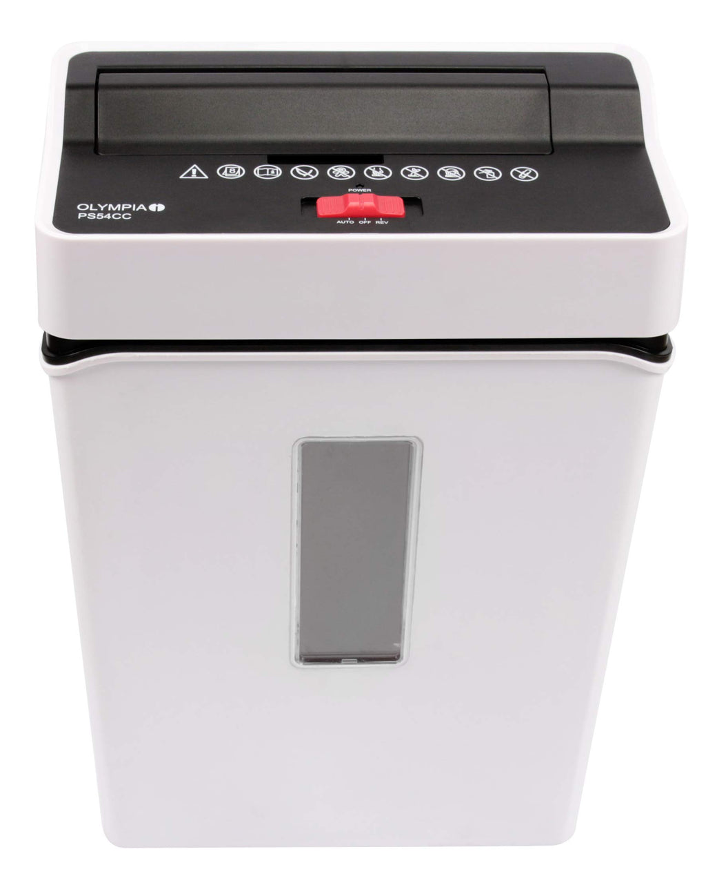 Olympia PS 54 CC Profi Aktenvernichter (mit Partikelschnitt, Sicherheitsstufe P4, Kreditkarte, 8 Blätter 80 g/m², Papierschredder fürs Büro, Papiervernichter, Reißwolf mit Papierkorb, Sichtfenster)