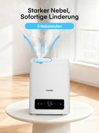 FOHERE 6L Luftbefeuchter für Große Räume, 60H Kaltnebel leiser Humidifier für Kinderzimmer, Schlafzimmer, Pflanzen, 28dB Ultra Leise, Präziser Feuchtigkeitssensor, 16H Timer, Aromadiffusor, Weiß