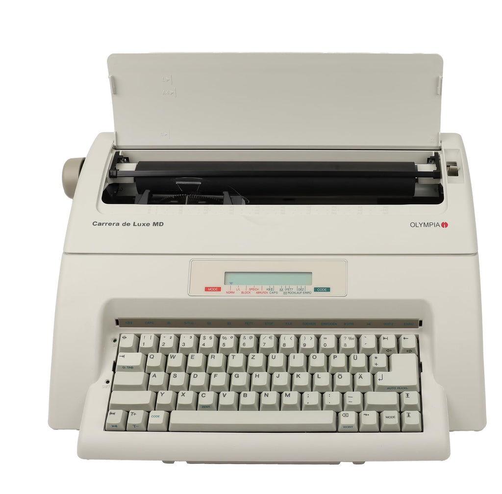 Olympia - Schreibmaschine Olympia Carrera de Luxe MD - Elektronische Schreibmaschine mit Korrekturspeicher - inkl. Farbband - Schriftgröße 10-15 - Automatischer Papiereinzug