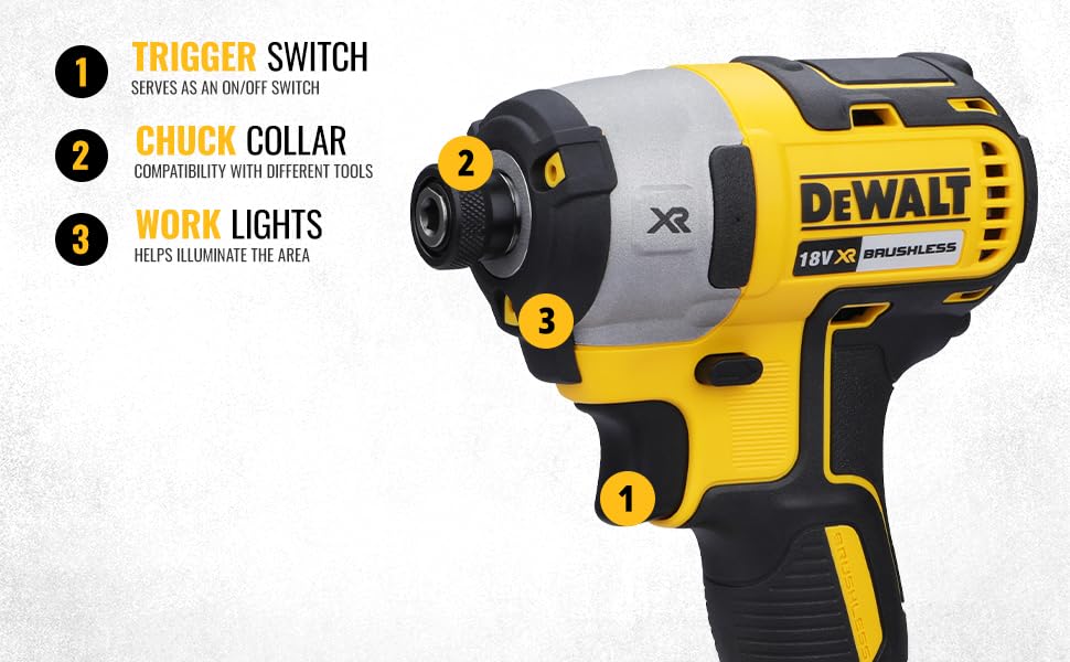 DEWALT 18 Volt Akku-Schlagschrauber (1/4”) DCF887N (bürstenloser Motor, Dreh- und Schlagzahl elektronisch über 3 Stufen einstellbar, max. Drehmoment: 205 Nm, ohne Akku und Ladegerät)