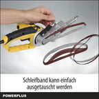 Powerplus Elektro-Feilenschleifer POWX139-400W Elektrowerkzeug Bandschleifer - Fingerschleifer Schleifband 457x13mm - 1700min-1 - Handschleifer mit Aufbewahrungskoffer - mit 10 Acc.