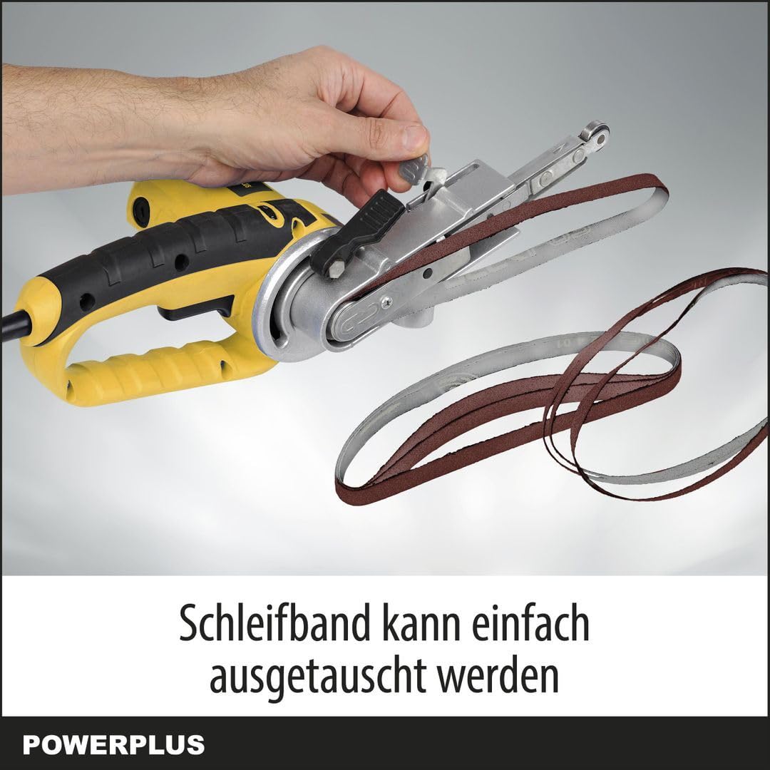 Powerplus Elektro-Feilenschleifer POWX139-400W Elektrowerkzeug Bandschleifer - Fingerschleifer Schleifband 457x13mm - 1700min-1 - Handschleifer mit Aufbewahrungskoffer - mit 10 Acc.