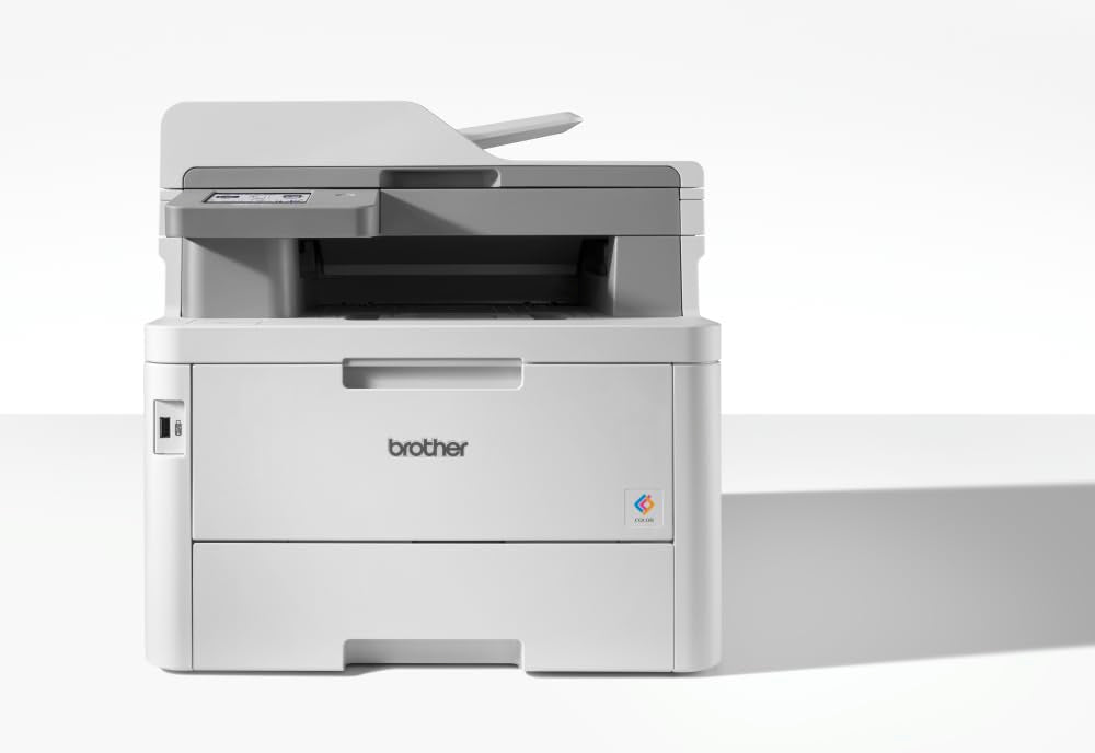 Brother MFC-L8340CDW Professionelles und kompaktes 4-in-1 Farb-LED-Multifunktionsgerät (Drucker, Scanner, Kopierer, Fax, 30 Seiten/Min.) weiß/grau