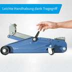 cartrend Hydraulischer Rangierwagenheber, Tragkraft bis 2t, 135-342 mm, Rangierheber für Auto und Kleintransporter, Wagenheber für Haus und Werkstatt, gefertigt aus Qualitätsstahl