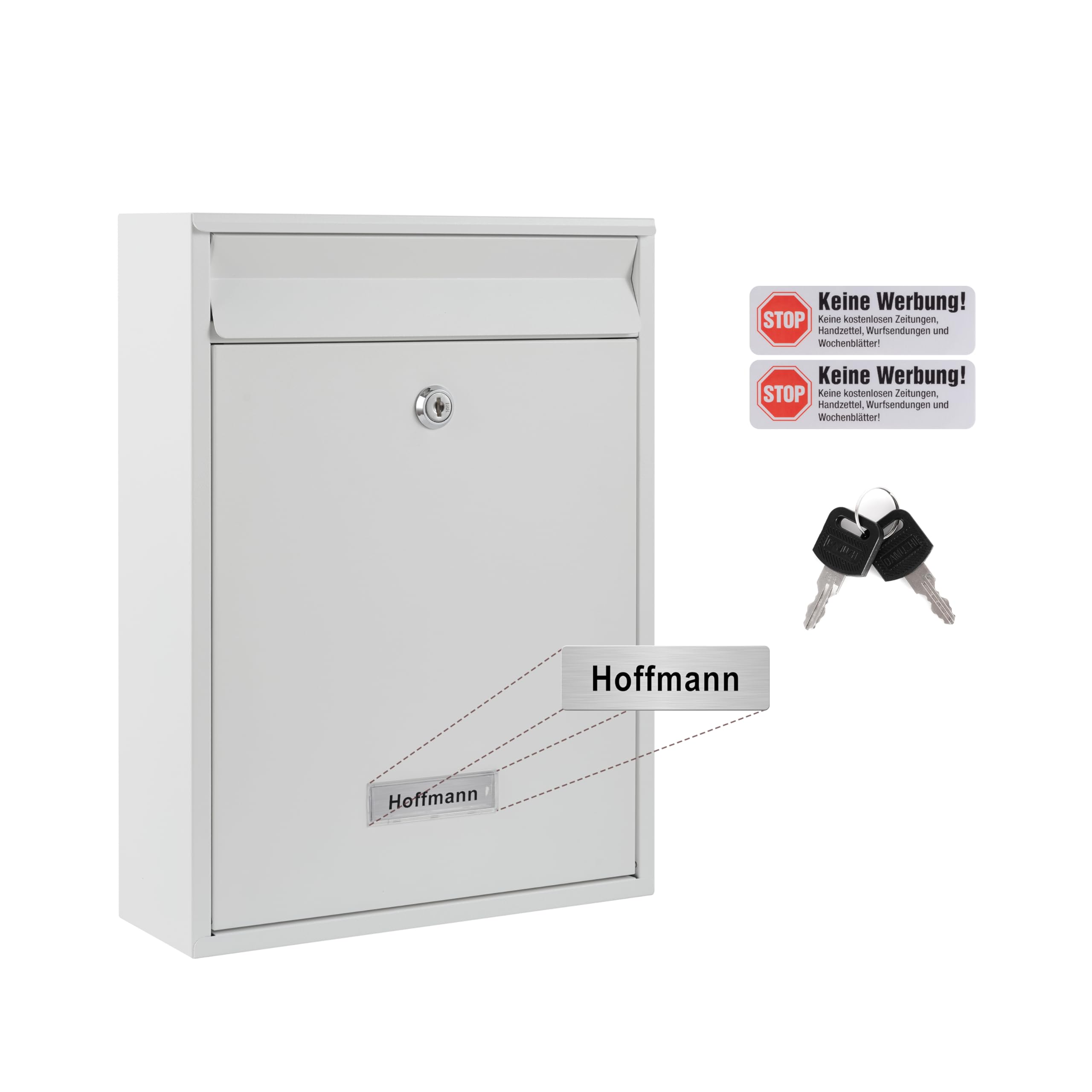 Zedelmaier Mehrfamilienhaus personalisiert 6er Briefkastensysteme DIN C4 Briefkastenanlage Briefkästen Wandbriefkasten Postkasten inkl. 4 Schlüsseln 26x35x8,5cm Weiß XL