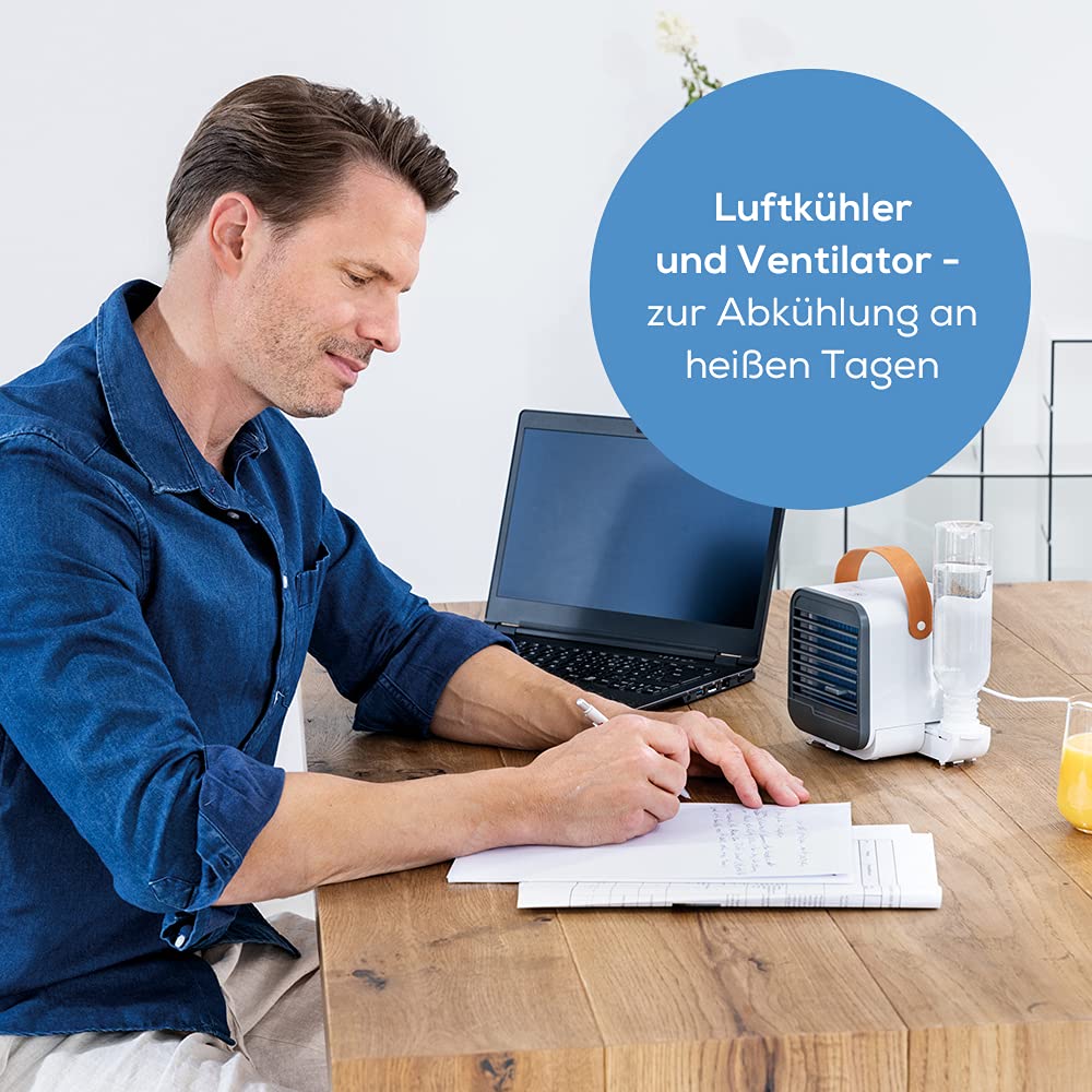 Beurer LV 50 Fresh Breeze Tischventilator/-kühler, handlich, portabel und modern, 2-in-1 Ventilator und Luftbefeuchter, ideal für's Büro, ohne chemische Zusätze, Tragbar, Einfach