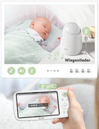 GHB Babyphone mit Kamera 5 Zoll HD 1080P Babyphone 4000-mAh-Akku 7x24 St. im VOX Modus 4xZoom Gegensprechen Nachtsicht Reichweite 300m