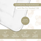 KiGATEX Baby Bettdecke und Kissen im Set - 100x135 cm Kinderbettdecke und 60x40 cm Kissen für Kinder Zertifiziert nach Öko-Tex - Kinderdecke mit Bärchensteppung