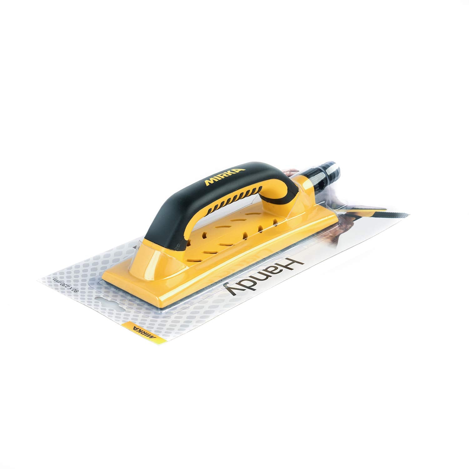 Mirka Handy Handschleifer mit Klett und Absaugung für 80x230mm Schleifstreifen, Schleifklotz zum Schleifen von Spachtel, Gips, Holz, Staubfreies Schleifen, 8391200111