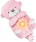 Fisher-Price Baby-Spielzeug Schlummer-Otter, tragbare pinke Plüsch-Spieluhr mit Atembewegungen und Lichtern für Neugeborene ab einem Alter von 0 Monaten, JLJ33