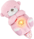 Fisher-Price Baby-Spielzeug Schlummer-Otter, tragbare pinke Plüsch-Spieluhr mit Atembewegungen und Lichtern für Neugeborene ab einem Alter von 0 Monaten, JLJ33