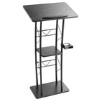 VEVOR Rednerpultständer Metall-Rednerpult (118 cm Höhe), gebogenes Stehpult mit breiter Lesefläche & offenem Ablagefach & Getränkehalter, für Klassenzimmer Hochzeiten Konferenzen Reden