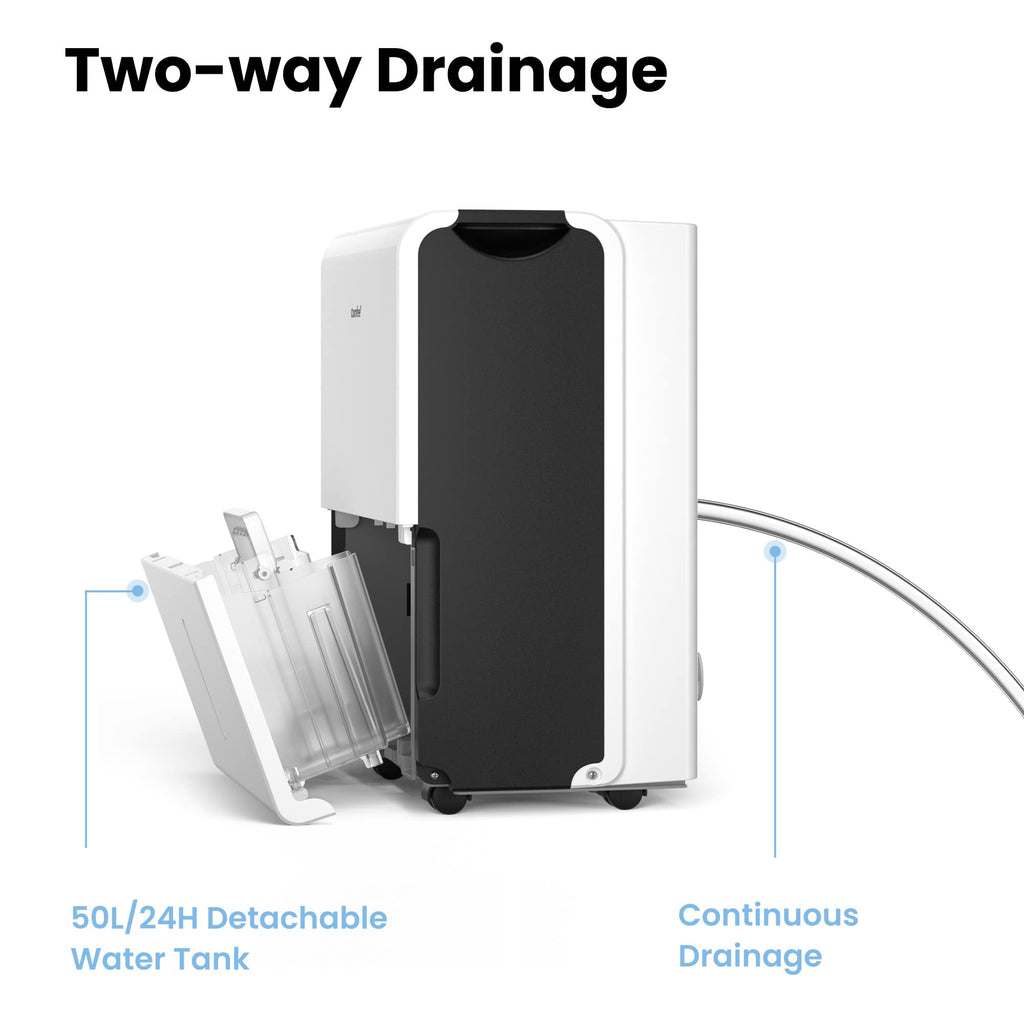 Comfee Luftentfeuchter, 50L/24h, Raumgröße ca. 250m³(100m²), Intelligenter Entfeuchtermodus, 24H Timer, Wassertank 6L, MDDP-50DEN7