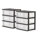 Iris Ohyama, Aufbewahrungsschänke aus Plastik, 2 Schränke, 3 Schubladen von 34L pro Truhe, Schwarz, Robust, für Schreibtisch, Garage, Schlafzimmer, BPA frei, Truhe, Box, NSW-603