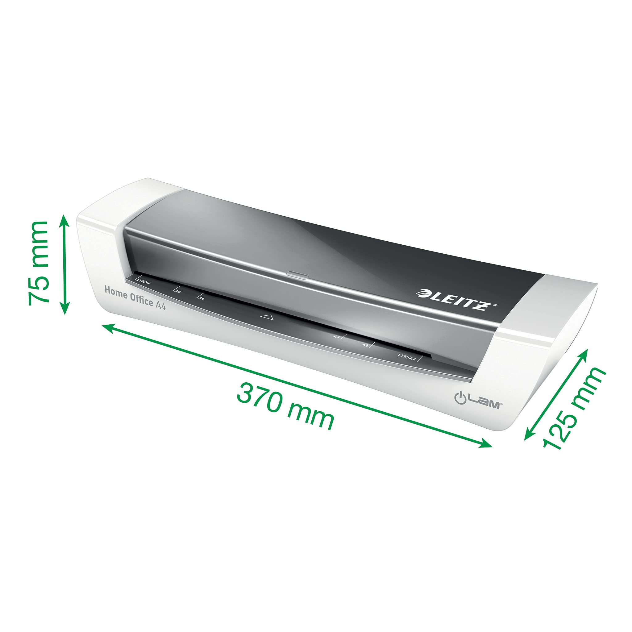 Leitz A4 Laminiergerät, Für 80 bis 125 mic Laminierfolien, inkl. Laminierhüllen Starterkit, Ideal für den Einsatz im Home Office, kleinen Büros & Schule, Grau, iLAM, 73680089