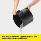 Karcher Asche- und Trockensauger AD 2, Nennleistungsaufnahme: 600 W, Metallbehälter: 14 l, Saugschlauch: 1,2 m, integrierte Filterabreinigung, Flachfaltenfilter, Metall-Grobschmutzfilter