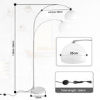CCLIFE LED E27 Bogenlampe höhenverstellbar Marmorfuß weiß orange Stehlampe Stehleuchte Standleuchte Bogenleuchte Bogenstandleuchte, Farbe:Weiss, höhenverstellbar 130-180cm