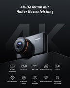 iZEEKER 4K Dashcam Auto, WiFi Dash Cam mit 32GB Karte, Front Auto Kamera mit Nachtsicht, 24/7 Parküberwachung, WDR, 170° Weitwinkel, Loop-Aufnahme, G-Sensor