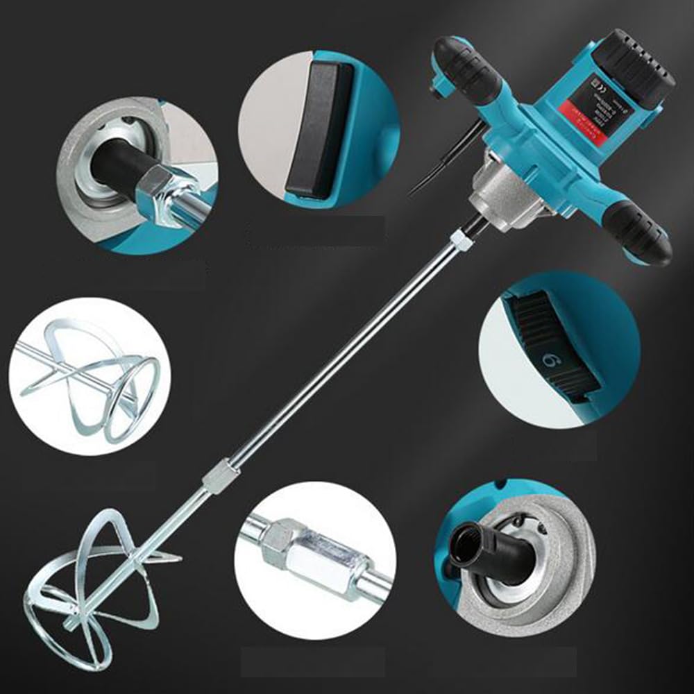 TABODD 2100W Rührwerk Mörtelrührer 220V, 800R/min 6 Stufen Handrührgeräte Mischer Rührer Rührgerät Mörtelrührer Betonrührer Mörtel Betonrührer, Blau