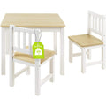 Bomi Kindersitzgruppe Holz Amy | Kindertisch mit 2 Stühlen | Tisch & Stühle Kinderzimmer Set | Kindertisch für drinnen | Maltisch & Basteltisch Kinder | Kindermöbel Holz Naturbelassen