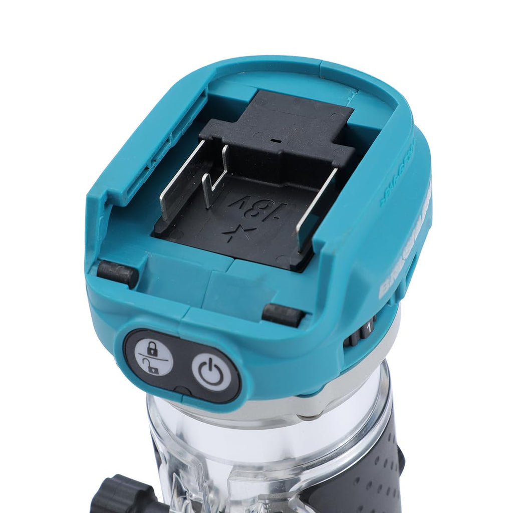 KATSU FIT-BAT 18V/21V Brushless Akku-Oberfräse Holzfräse Kantenfräse mit Trimmer-Basis, 3 Spannzangen 1/4", 6 mm und 8 mm, Ohne Akku und Ladegerät 102770
