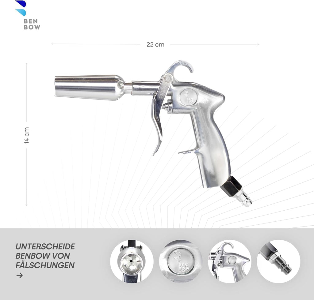 BenBow Druckluft Reinigungspistole Classic und Ausblaspistole mit Venturidüse – perfekte Lösung für gründliche Autoreinigung und schnelles Trocknen