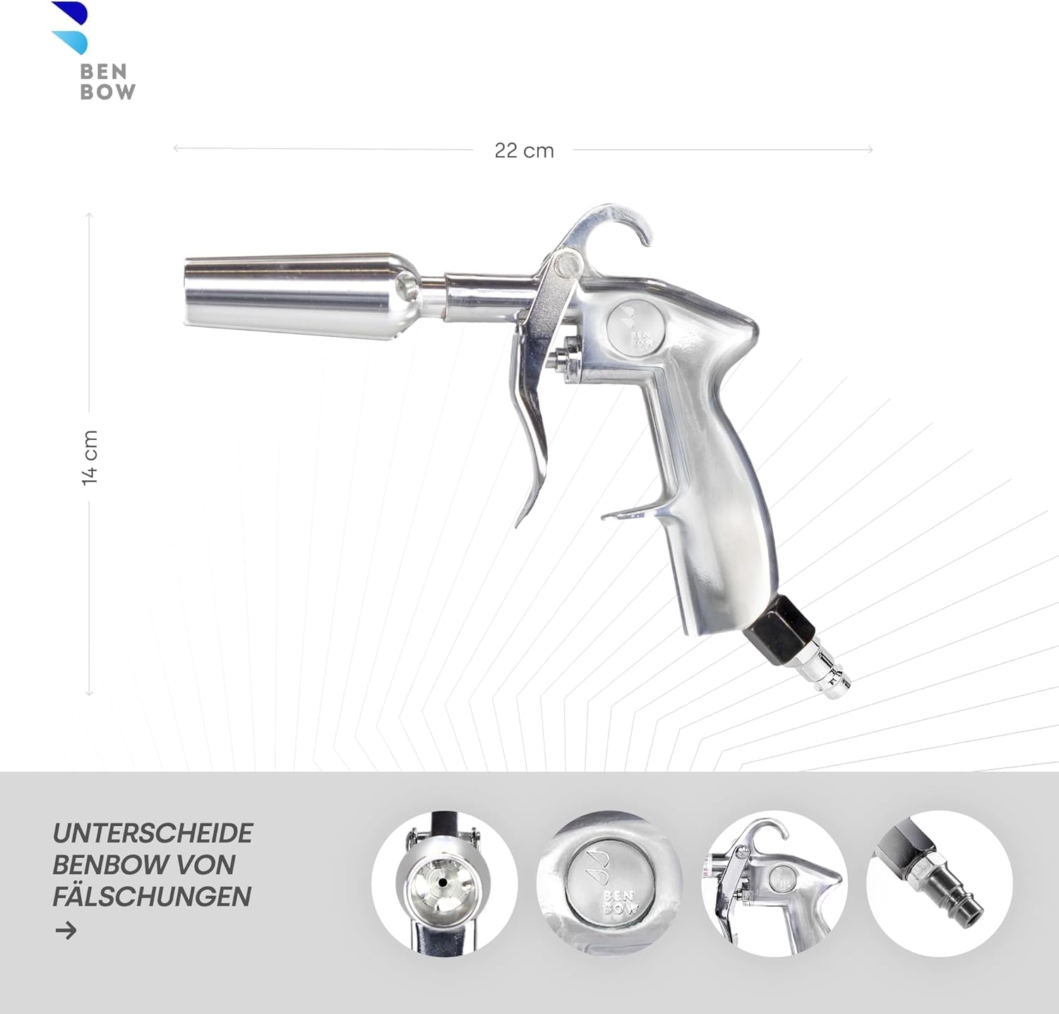 BenBow Druckluft Reinigungspistole Classic und Ausblaspistole mit Venturidüse – perfekte Lösung für gründliche Autoreinigung und schnelles Trocknen