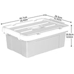 Cetomo 15L*4 Aufbewahrungsboxen, Tragbare Plastikboxen mit Deckeln, Organizer-Behälter mit Griff und Clips, Stapelbar, Ineinander Nestbar, für Zuhause und Büro, Grau, 15L-4er Pack