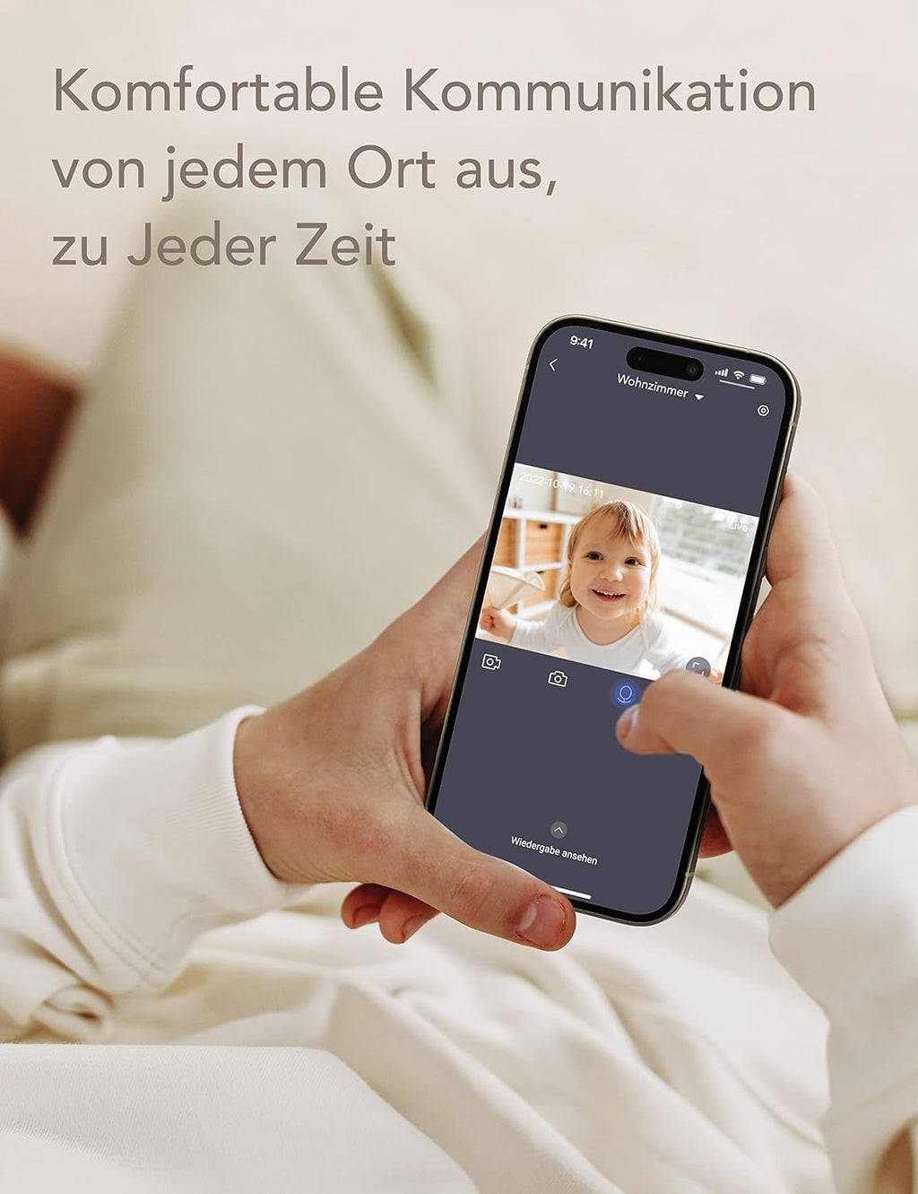 nooie Babyphone mit Kamera, Baby Kamera WLAN, Baby Monitor with Camera und APP, Gegensprechfunktion 1080P HD Nachtsicht Kompatibel mit Alexa und 2.4Ghz WiFi, Bewegungs Geräuscherkennung, Indoor