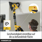 Powerplus Elektro-Trockenbauschleifer POWX0477-710W Elektrowerkzeug Schleifmaschine für Trockenbau - Wand und Deckenschleifer Schleifpapier Ø225mm - 1500min-1 - Teleskop - mit 12 Acc.