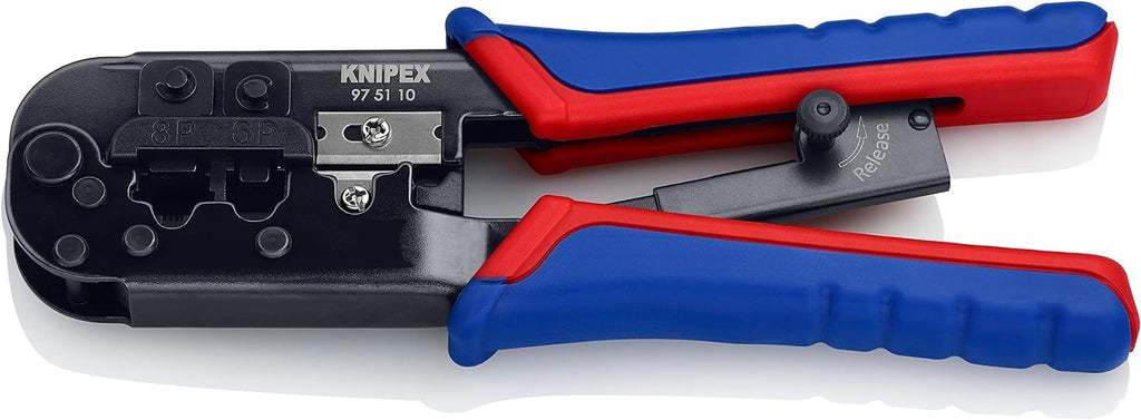 KNIPEX Crimpzange für Westernstecker in Blistermit Mehrkomponenten-Hüllen 190 mm, 97 51 10 SB