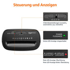 Amazon Basics Querschnitt Aktenvernichter für bis zu 8 Blättern, Papier und Kreditkarten, Aktenvernichter, bis zu 8 Blätter (neues Modell, schwarz)