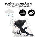 hauck Universal Regenschutz für Dreirad Kinderwagen 58 x 48 x 90 cm, Reflektierend, Kontakt & Belüftungs Fenster, Kompatibel mit Runner & Runner 2, Einfache Klettverschluss Befestigung (Transparent)