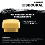 SECURAL-Schonhammer, Kopf und Stiel bruchsicher aus einem Stück Stahl, Schlageinsätze rechteckig | L=30 mm/B=40 mm | 3380.040