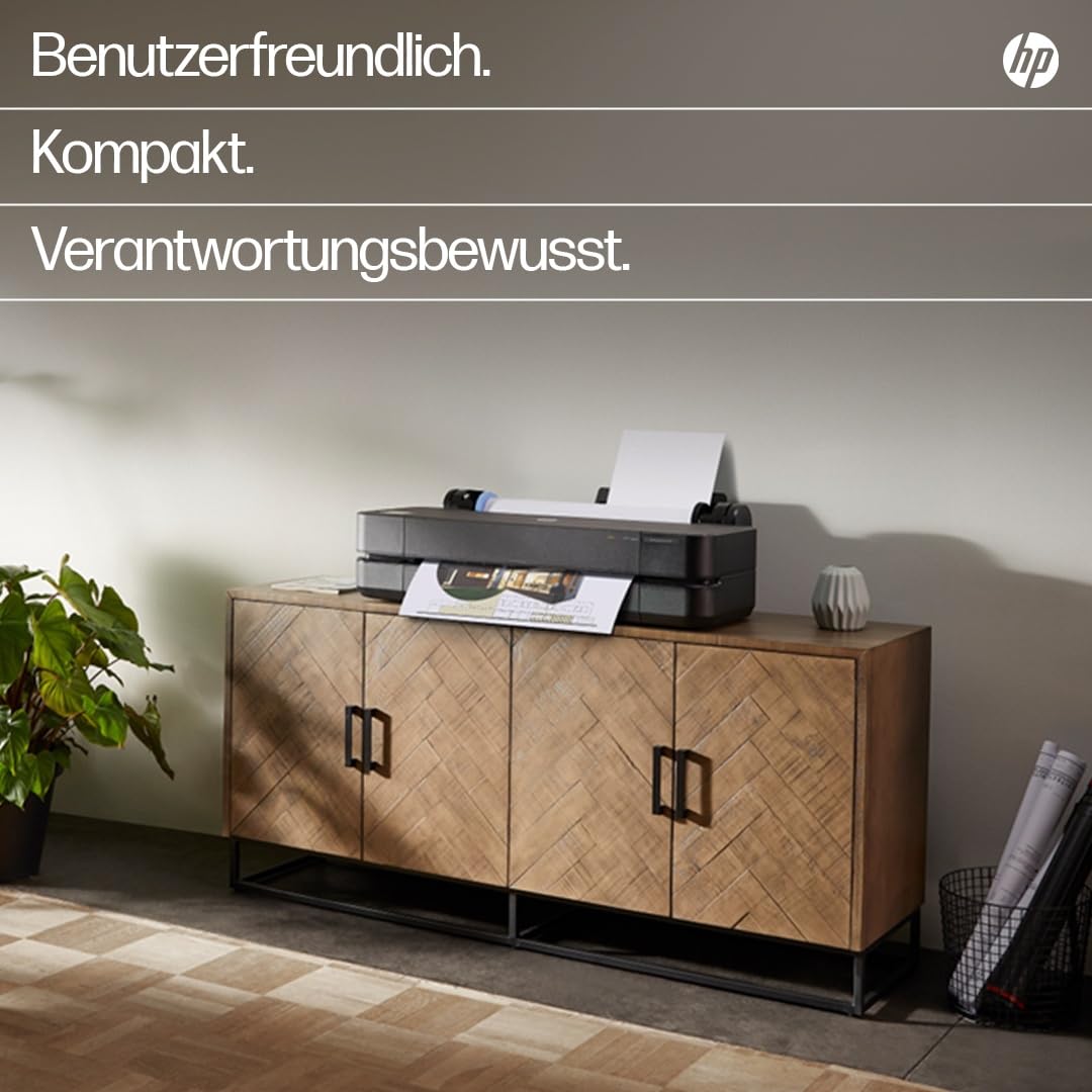 HP DesignJet T230 24 Zoll (61 cm 5HB07D), Großformatdrucker, Plotter, Standard A4-A1, 68 A1-Ausdrucke/Stunde, Wi-Fi, Ethernet, USB, 2400x1200 DPI, Recyceltes Metall, 1 Jahr Garantie, Click, Schwarz