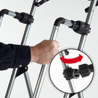 PROFI-PARTNER Stahl-Sicherheitsleiter, Trittleiter, Klappbare Handläufe, Klappleiter, 3 Stufen, Rutschsichere Plattform, TÜV Geprüft, Sicherer Tritt, Robust, bis 150 kg