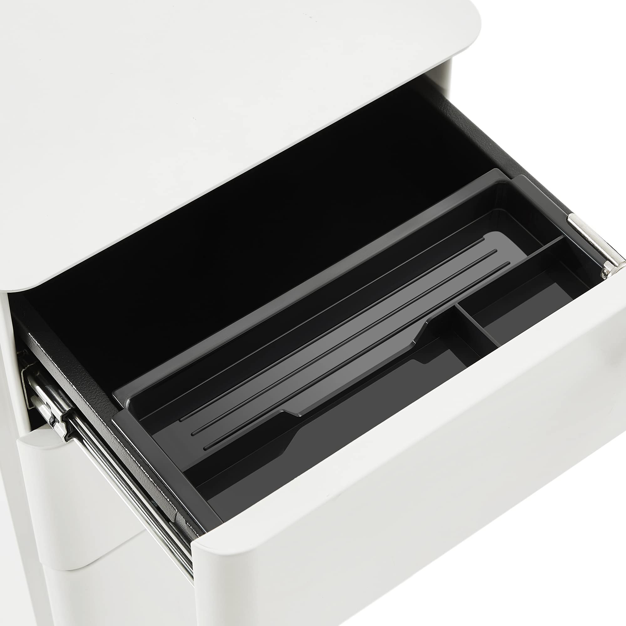 SONGMICS Rollcontainer, Aktenschrank, Büroschrank mit Rollen, Schreibtisch, Unterschrank, abschließbar, Schubladen, Dokumente in DIN-A4-, Legal-, Letter-Format, Hängeregistratur, weiß OFC030W01