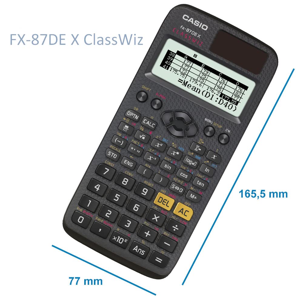 Casio ClassWiz FX-87DE X technischer wissenschaftlicher Schulrechner (593 Funktionen, QR-Code Funktion, LC-Display) schwarz