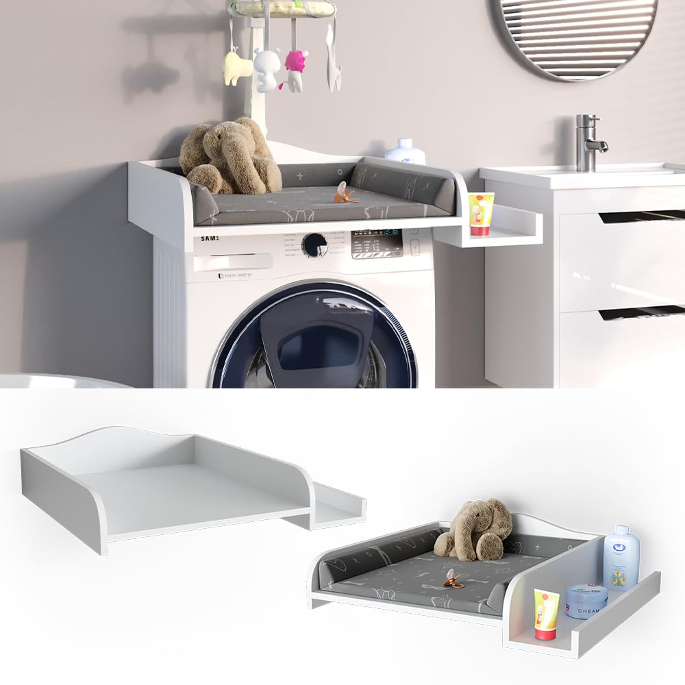 Vicco Wickelaufsatz, Wickeltischaufsatz, Weiß, 83 x 72 cm auf Waschmaschine