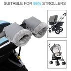 Handwärmer Kinderwagen Handschuhe Handmuff mit warme Fleece und Baumwolle Innenseite Wasserdicht und Winddicht Stroller Handmuff Universalgröße Winter Geschenk für Neue Eltern Grau
