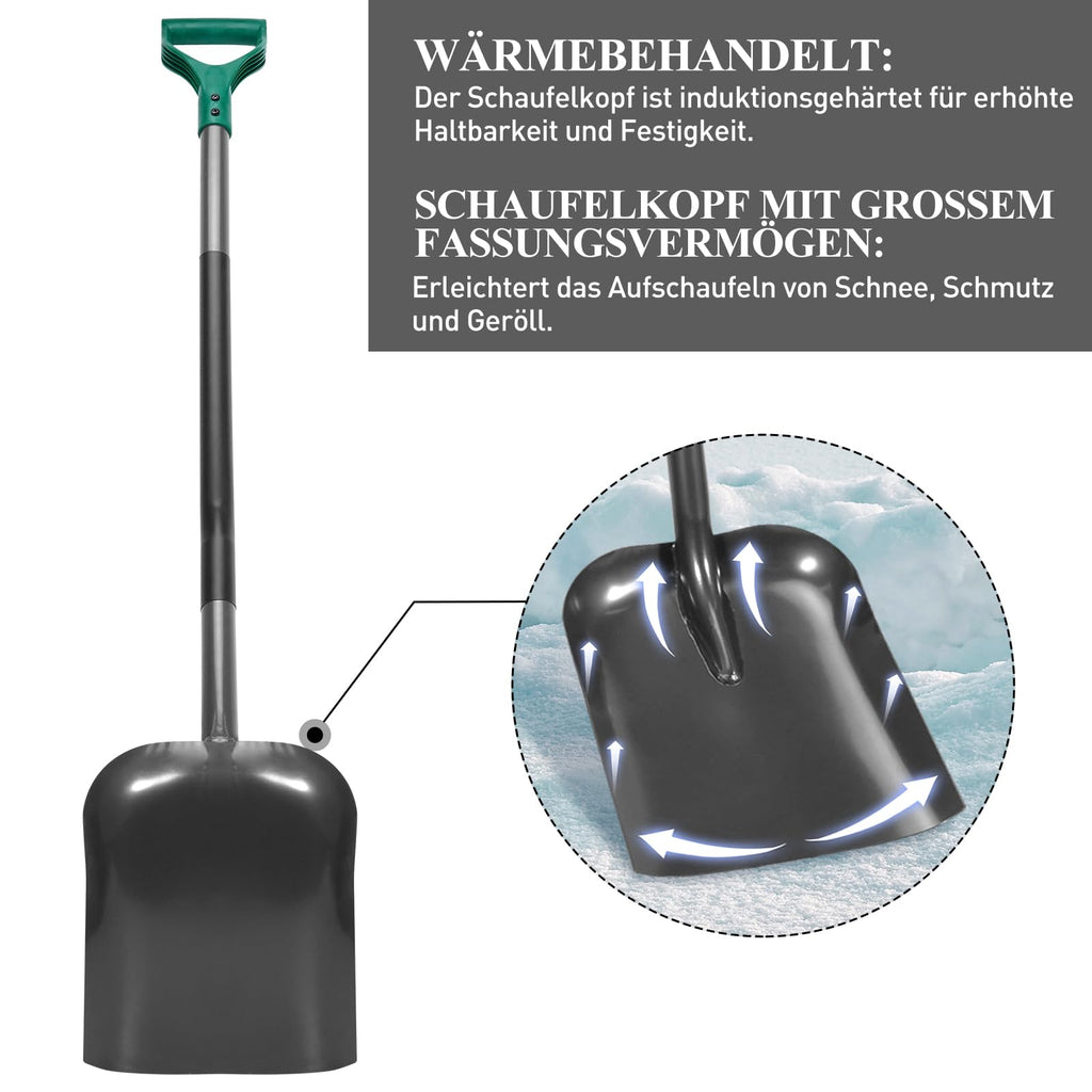 HYCHIKA Schaufel Garten Platz, Schaufeln, Robuster Gartenspaten, Pflanzspaten, Bauschaufel, Hochwertiger Gehärteter Stahl, Ergonomischer Griff, Gartenwerkzeug Für Garten, Unkraut Jäten, Pflanzen