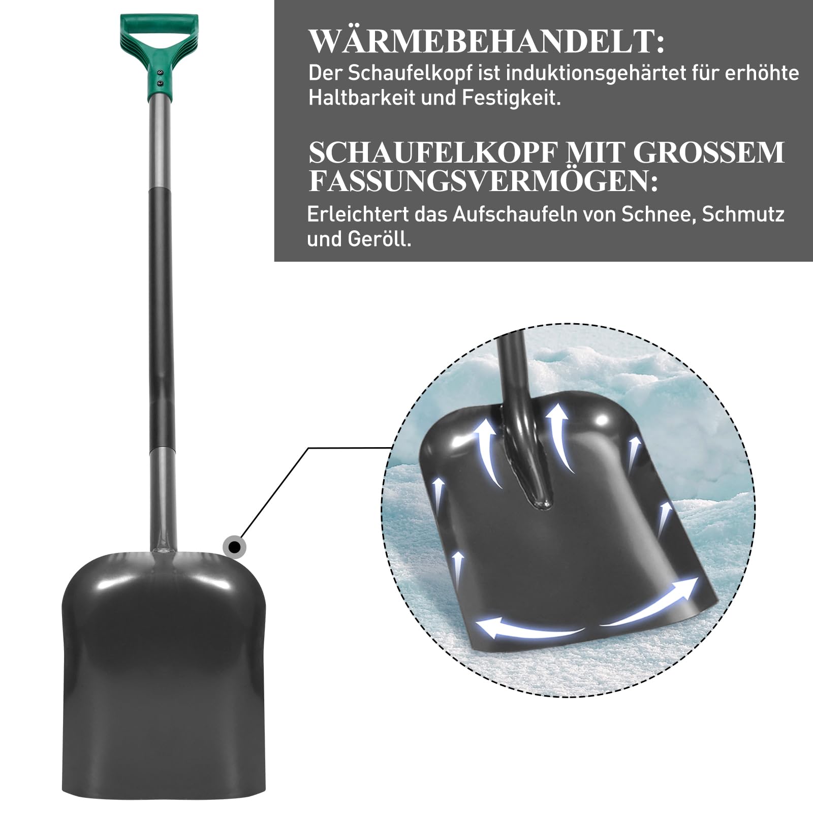HYCHIKA Schaufel Garten Platz, Schaufeln, Robuster Gartenspaten, Pflanzspaten, Bauschaufel, Hochwertiger Gehärteter Stahl, Ergonomischer Griff, Gartenwerkzeug Für Garten, Unkraut Jäten, Pflanzen